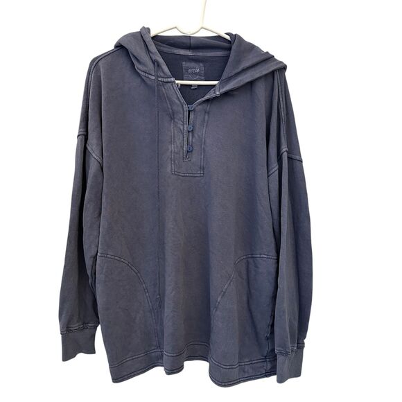 Aerie Blue Oversized Cotton Drawstring Hoodie Size S - Picture 1 of 8